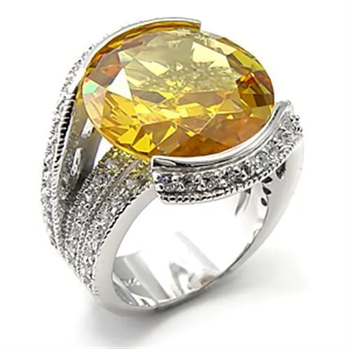7X288 Rhodium 925 Sterling Silver Ring with AAA Grade CZ in Topaz Alamode Rings