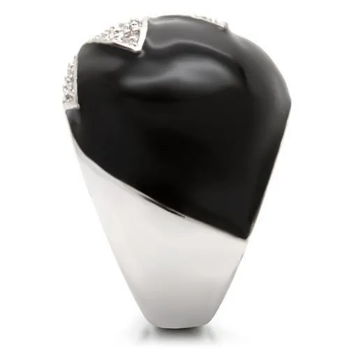 Alamode 0W056 Rhodium Brass Ring with AAA Grade CZ in Topaz Rings