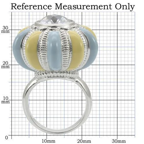 Alamode 0W308 Rhodium Brass Ring with AAA Grade CZ in Clear Rings