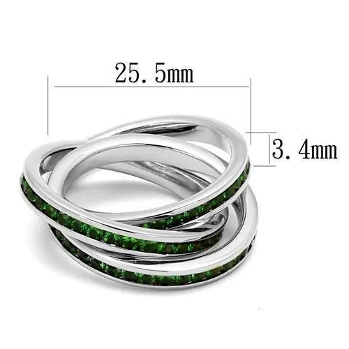 Alamode 3W1332 Rhodium Brass Ring with Synthetic Synthetic Glass in Emerald Rings