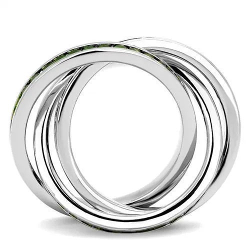 Alamode 3W1332 Rhodium Brass Ring with Synthetic Synthetic Glass in Emerald Rings