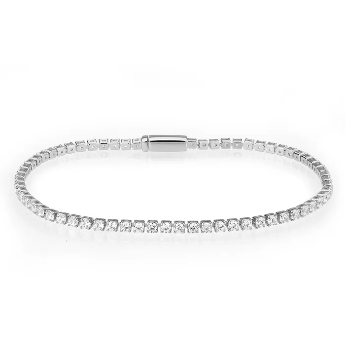 Alamode Bracelets 3W1685 Rhodium Brass Bracelet with AAA Grade CZ in Clear