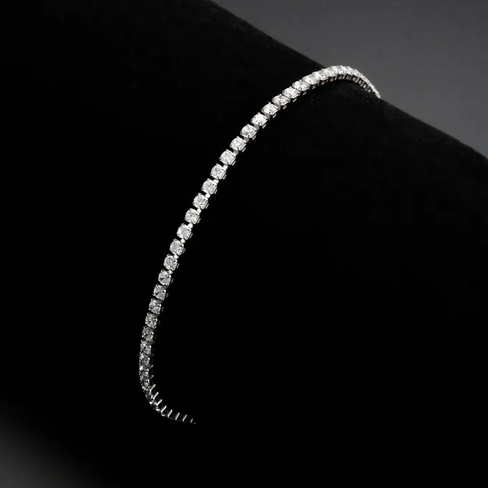 Alamode Bracelets 3W1685 Rhodium Brass Bracelet with AAA Grade CZ in Clear