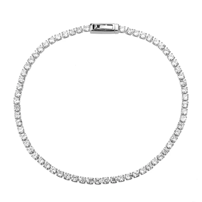 Alamode Bracelets 3W1685 Rhodium Brass Bracelet with AAA Grade CZ in Clear