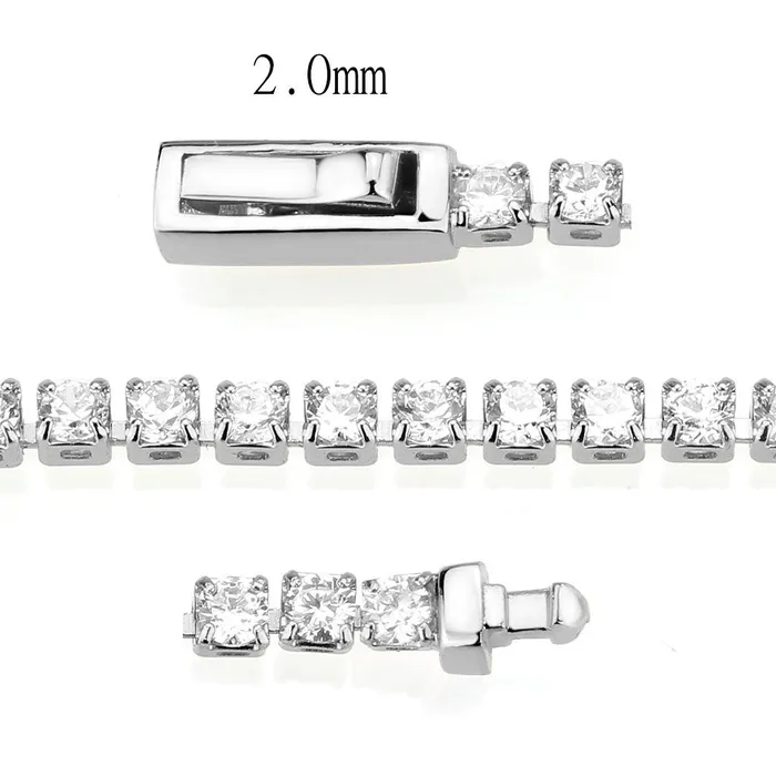 Alamode Bracelets 3W1685 Rhodium Brass Bracelet with AAA Grade CZ in Clear