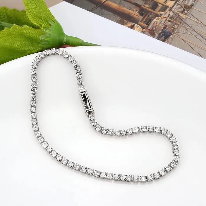 Alamode Bracelets 3W1685 Rhodium Brass Bracelet with AAA Grade CZ in Clear
