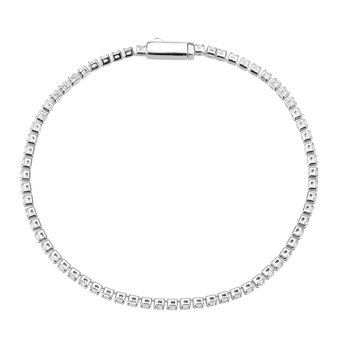 Alamode Bracelets 3W1685 Rhodium Brass Bracelet with AAA Grade CZ in Clear