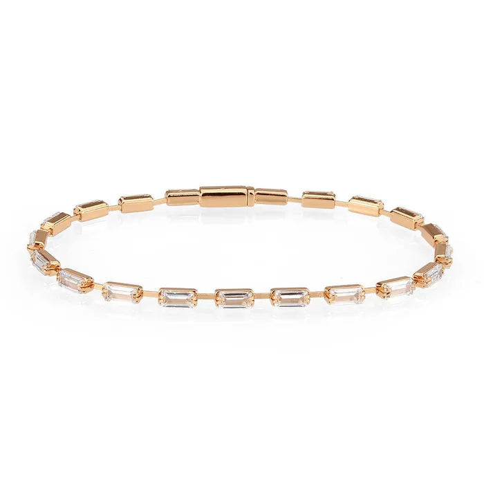 Alamode Bracelets 3W1711 Rose Gold Brass Bracelet with AAA Grade CZ in Clear