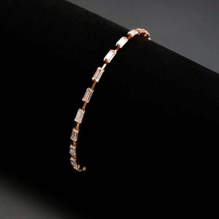Alamode Bracelets 3W1711 Rose Gold Brass Bracelet with AAA Grade CZ in Clear