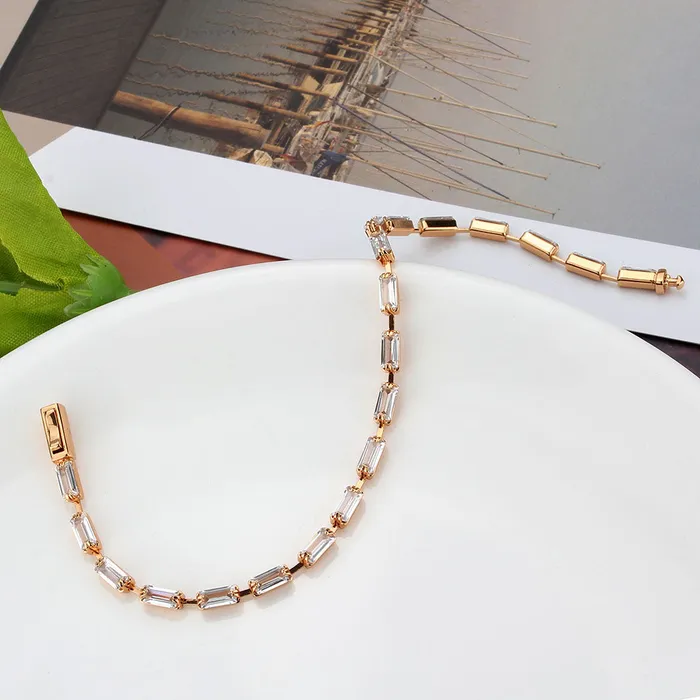 Alamode Bracelets 3W1711 Rose Gold Brass Bracelet with AAA Grade CZ in Clear
