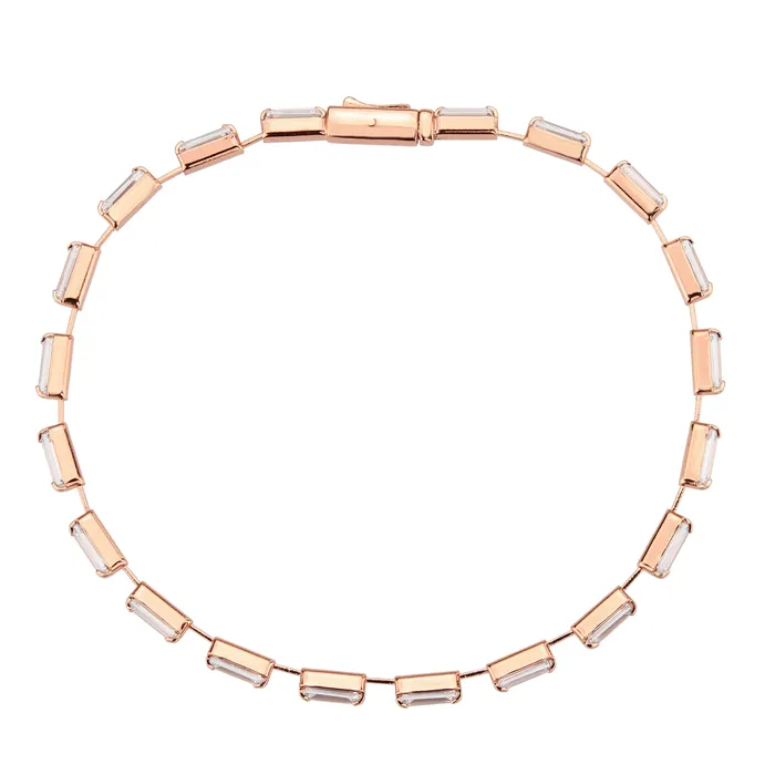 Alamode Bracelets 3W1711 Rose Gold Brass Bracelet with AAA Grade CZ in Clear