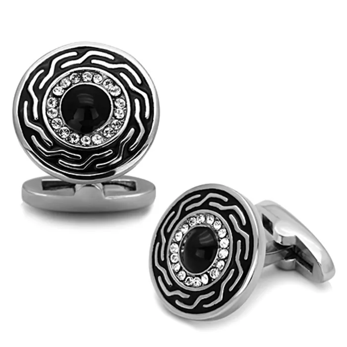Alamode Bracelets TK1264 High polished no plating Stainless Steel Cufflink with Top Grade Crystal in Clear