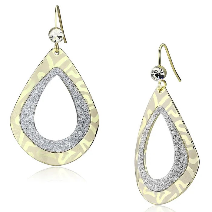 Alamode Earrings LO2729 Gold Iron Earrings with Top Grade Crystal in Clear