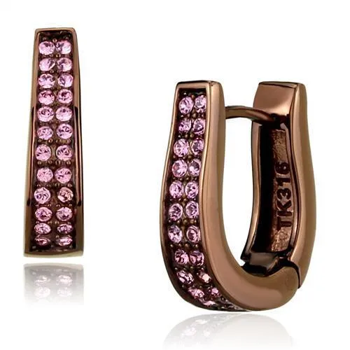 Alamode Earrings TK2537 IP Coffee light Stainless Steel Earrings with Top Grade Crystal in Light Rose