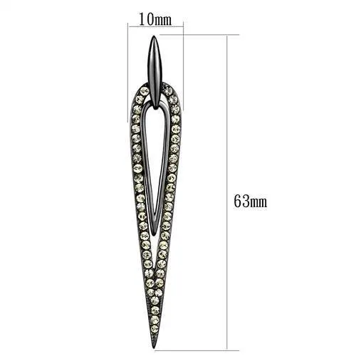 Alamode Earrings TK2634 IP Light Black IP Gun Stainless Steel Earrings with Top Grade Crystal in Smoky Topaz