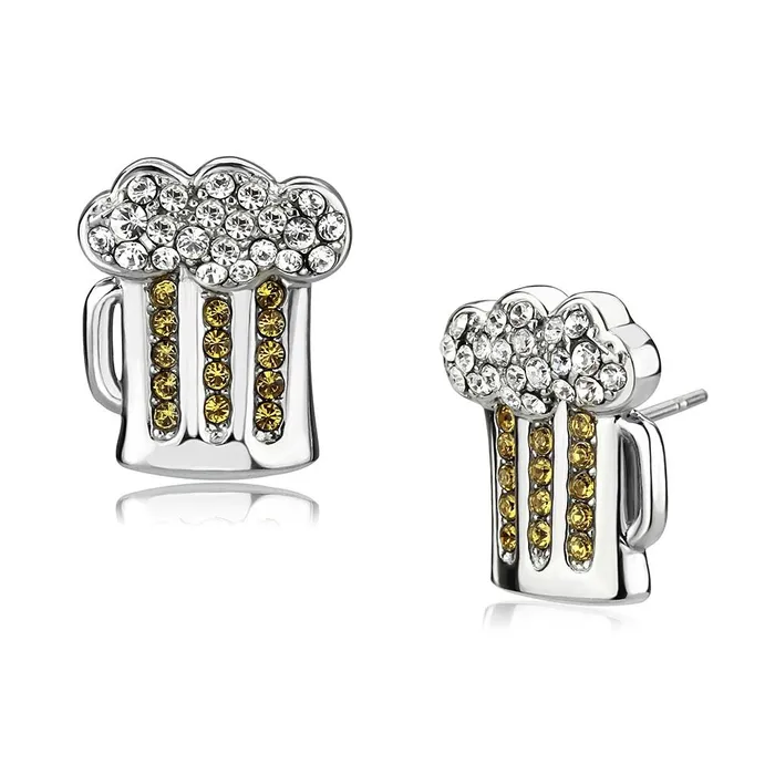 Alamode Earrings TK3658 High polished no plating Stainless Steel Earrings with Top Grade Crystal in Topaz
