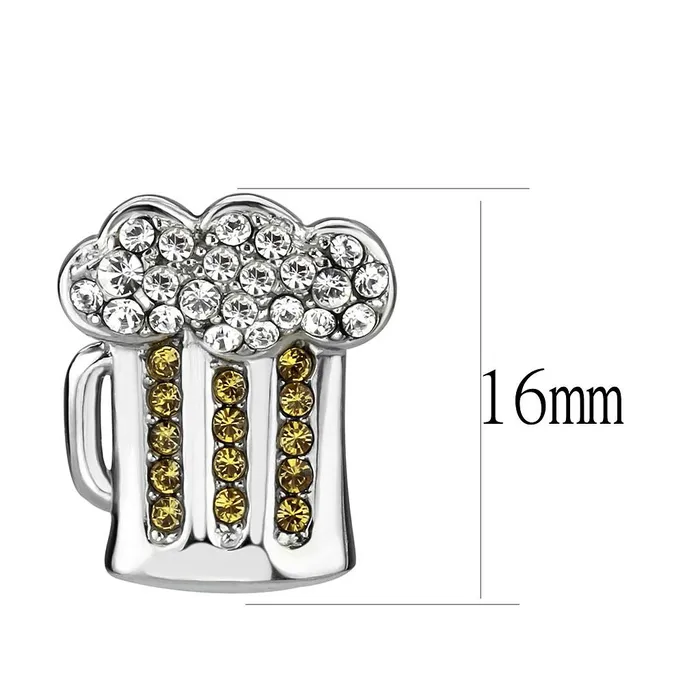 Alamode Earrings TK3658 High polished no plating Stainless Steel Earrings with Top Grade Crystal in Topaz