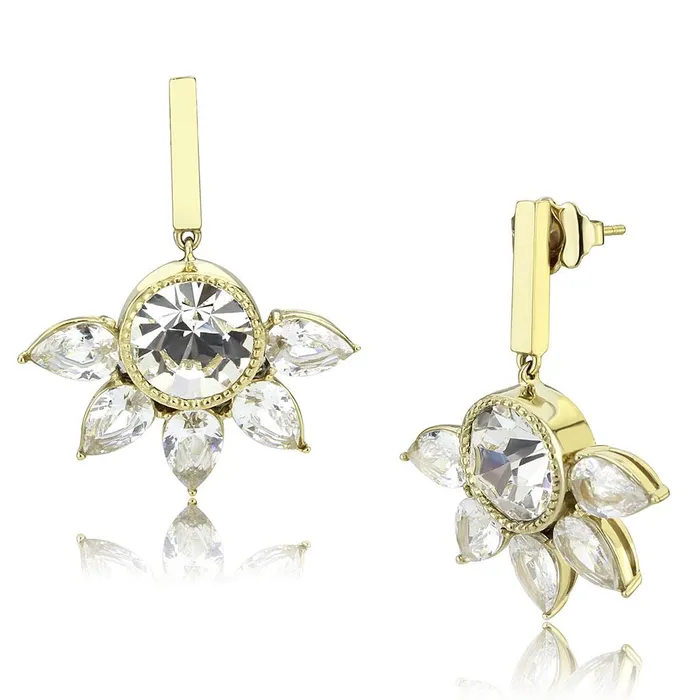 Alamode Earrings TK3661 IP GoldIon Plating Stainless Steel Earrings with Top Grade Crystal in Clear