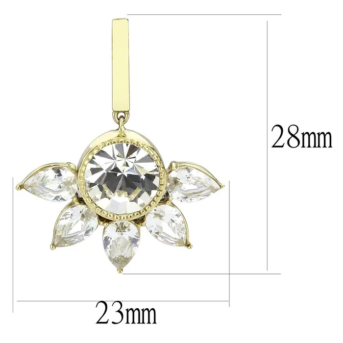 Alamode Earrings TK3661 IP GoldIon Plating Stainless Steel Earrings with Top Grade Crystal in Clear