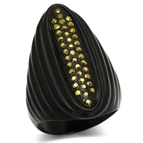 Alamode LO2499 TIN Cobalt Black Brass Ring with Top Grade Crystal in Light Smoked Rings