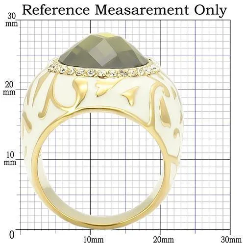 Alamode Rings 0W200 Gold Brass Ring with AAA Grade CZ in Olivine color