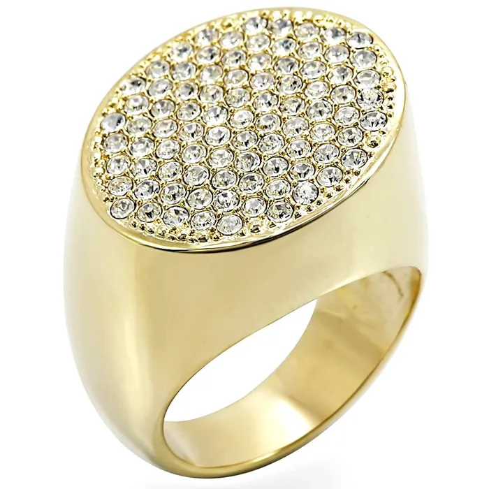 Alamode Rings 1W034 Gold Brass Ring with Top Grade Crystal in Clear