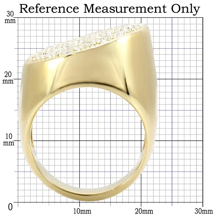 Alamode Rings 1W034 Gold Brass Ring with Top Grade Crystal in Clear