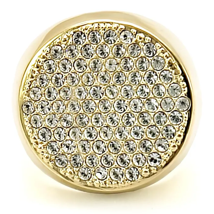 Alamode Rings 1W034 Gold Brass Ring with Top Grade Crystal in Clear