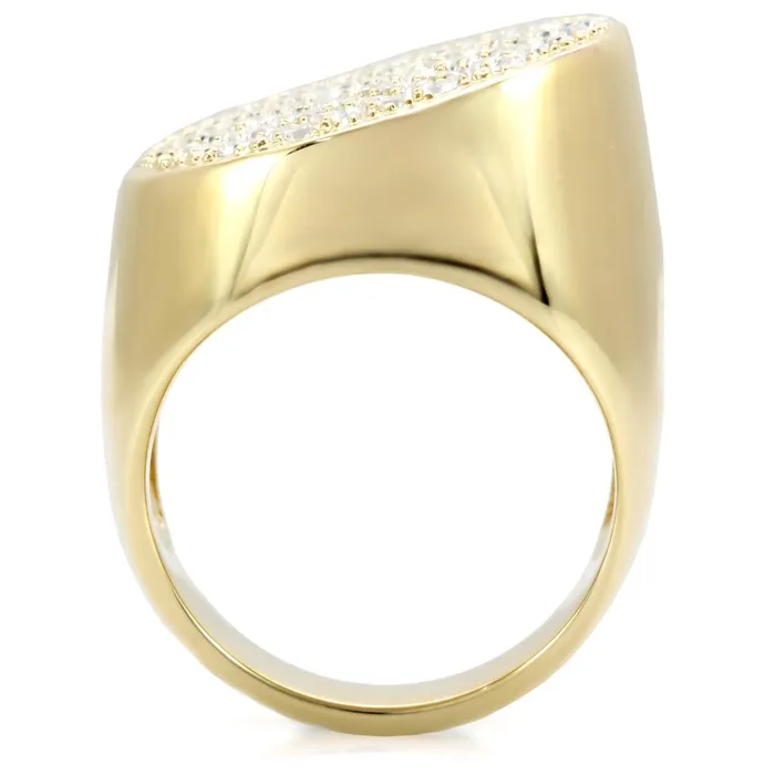 Alamode Rings 1W034 Gold Brass Ring with Top Grade Crystal in Clear