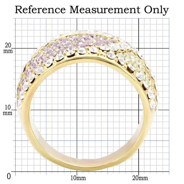 Alamode Rings 1W053 Gold Brass Ring with Top Grade Crystal in Multi Color