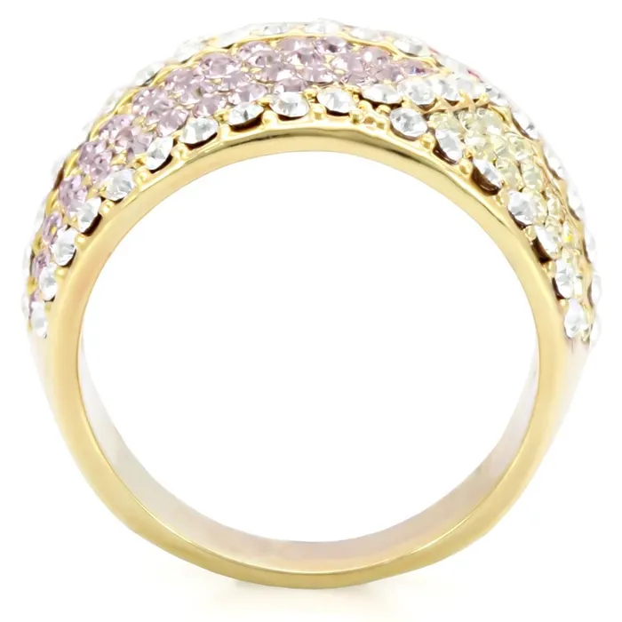 Alamode Rings 1W053 Gold Brass Ring with Top Grade Crystal in Multi Color