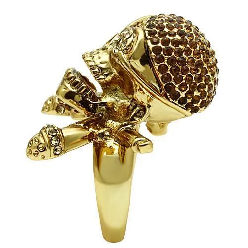 Alamode Rings 3W004 Gold White Metal Ring with Top Grade Crystal in Smoked Quartz