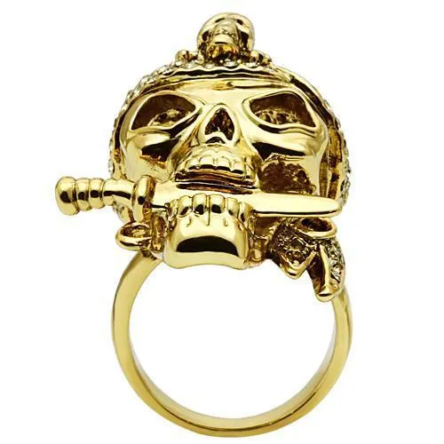 Alamode Rings 3W012 Gold White Metal Ring with Top Grade Crystal in Smoked Quartz
