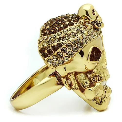 Alamode Rings 3W012 Gold White Metal Ring with Top Grade Crystal in Smoked Quartz