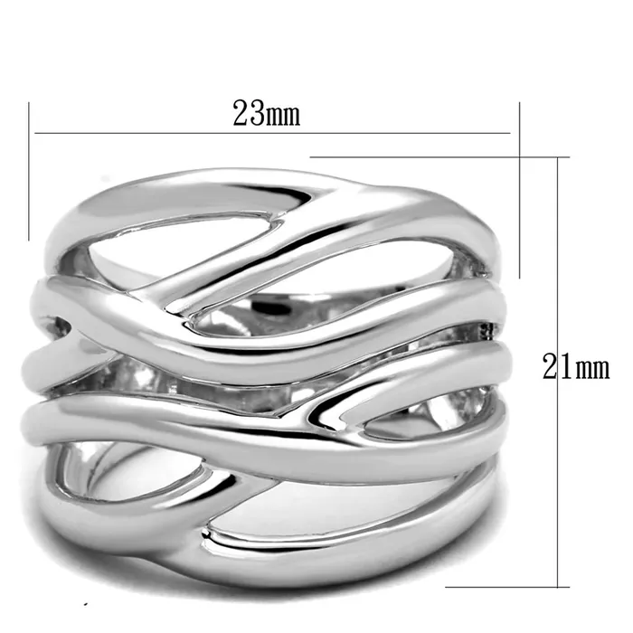 Alamode Rings 3W1067 Rhodium Brass Ring with No Stone