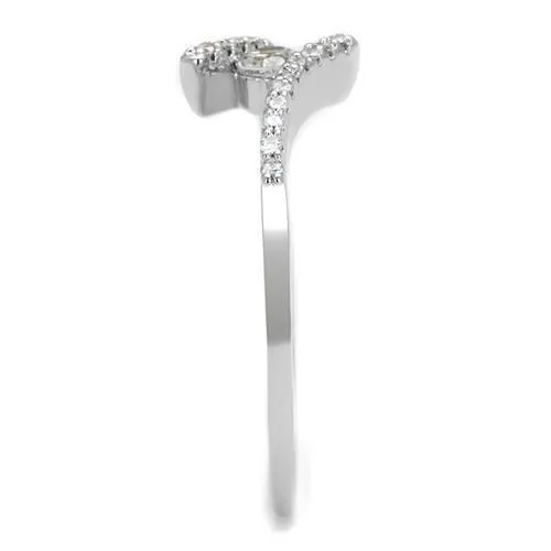 Alamode Rings 3W1237 Rhodium Brass Ring with AAA Grade CZ in Clear