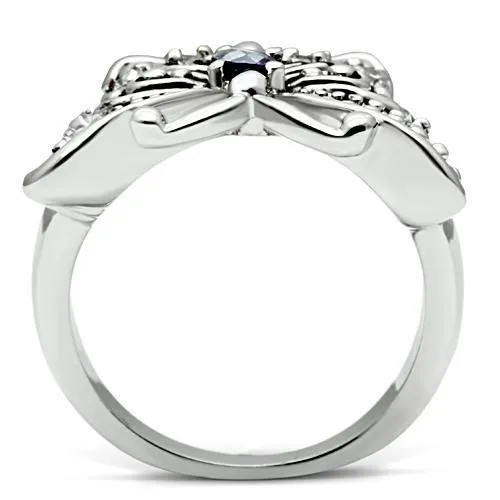 Alamode Rings 3W204 Rhodium Brass Ring with AAA Grade CZ in Amethyst