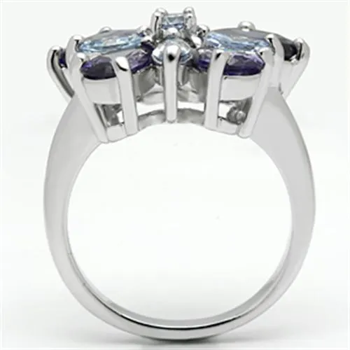 Alamode Rings 3W254 Rhodium Brass Ring with AAA Grade CZ in Multi Color