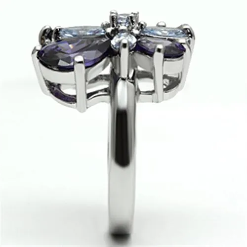 Alamode Rings 3W254 Rhodium Brass Ring with AAA Grade CZ in Multi Color