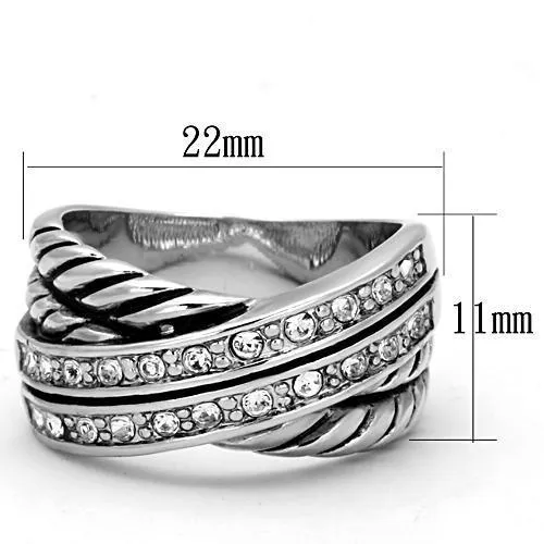Alamode Rings 3W311 Rhodium Brass Ring with Top Grade Crystal in Clear