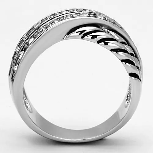 Alamode Rings 3W311 Rhodium Brass Ring with Top Grade Crystal in Clear