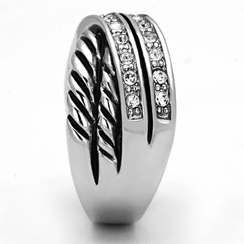 Alamode Rings 3W311 Rhodium Brass Ring with Top Grade Crystal in Clear