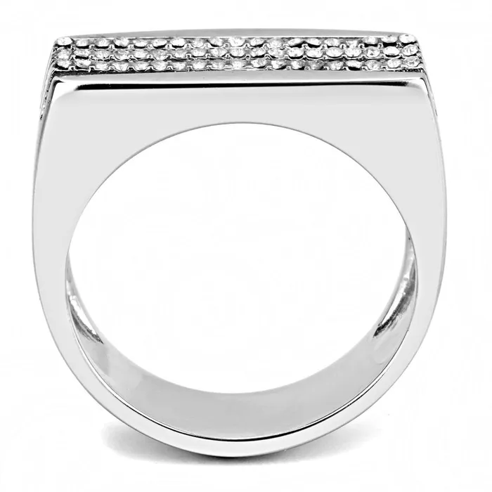 Alamode Rings DA279 High polished no plating Stainless Steel Ring with AAA Grade CZ in Clear