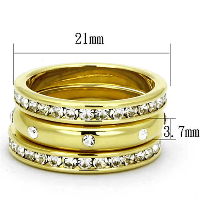 Alamode Rings LO3061 Gold Brass Ring with Top Grade Crystal in Clear