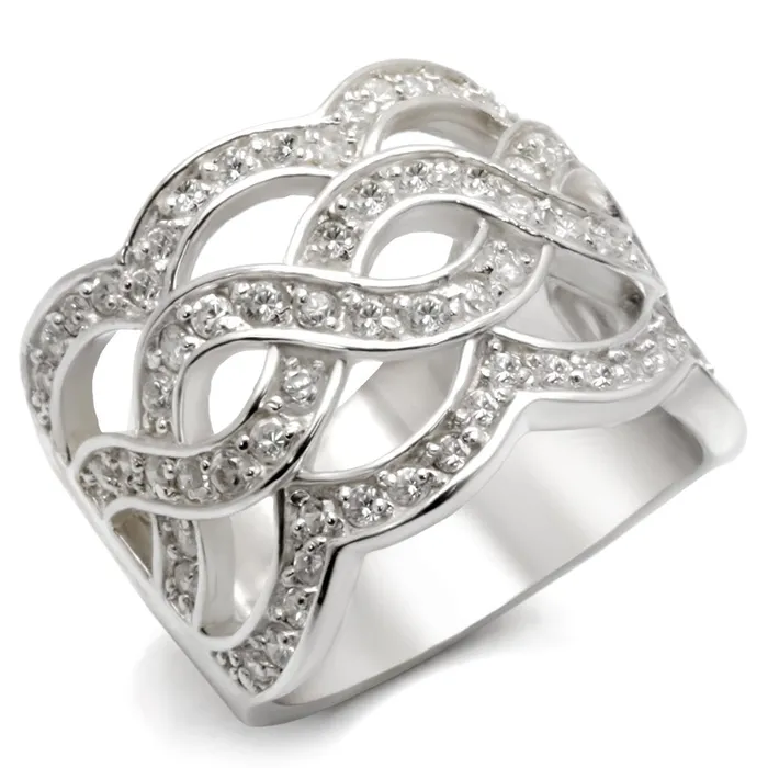 Alamode Rings LOA553 Rhodium 925 Sterling Silver Ring with AAA Grade CZ in Clear