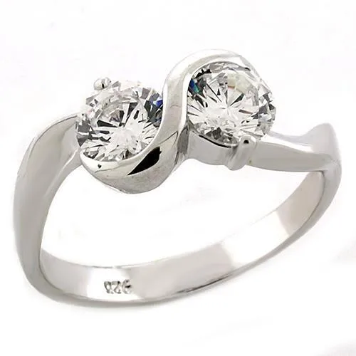 Alamode Rings LOAS1210 Rhodium 925 Sterling Silver Ring with AAA Grade CZ in Clear
