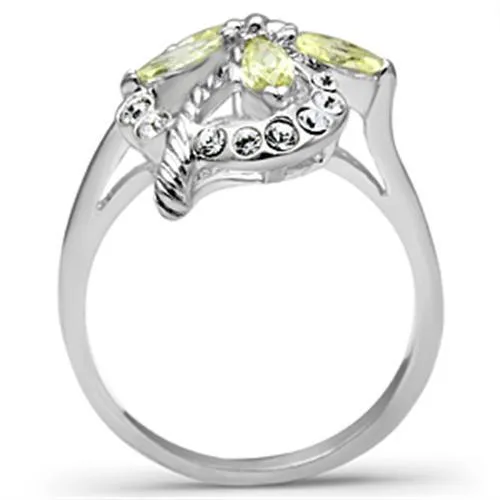 Alamode Rings SS013 Silver 925 Sterling Silver Ring with AAA Grade CZ in Apple Green color