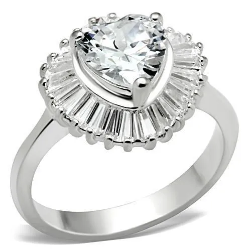Alamode Rings SS041 Silver 925 Sterling Silver Ring with AAA Grade CZ in Clear
