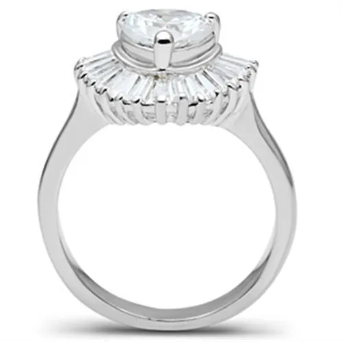 Alamode Rings SS041 Silver 925 Sterling Silver Ring with AAA Grade CZ in Clear