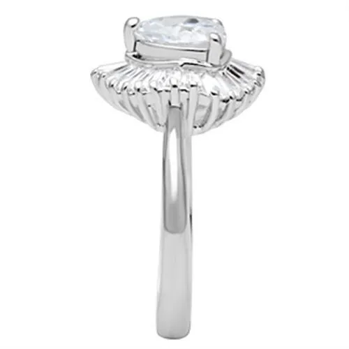 Alamode Rings SS041 Silver 925 Sterling Silver Ring with AAA Grade CZ in Clear
